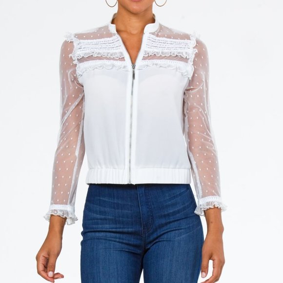 Carmin USA gorgeous sheer crepe jacket NEW - Picture 2 of 5